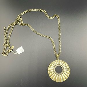 Lia Sophia Lumen brass pendant slide necklace 32"-35" cut crystals